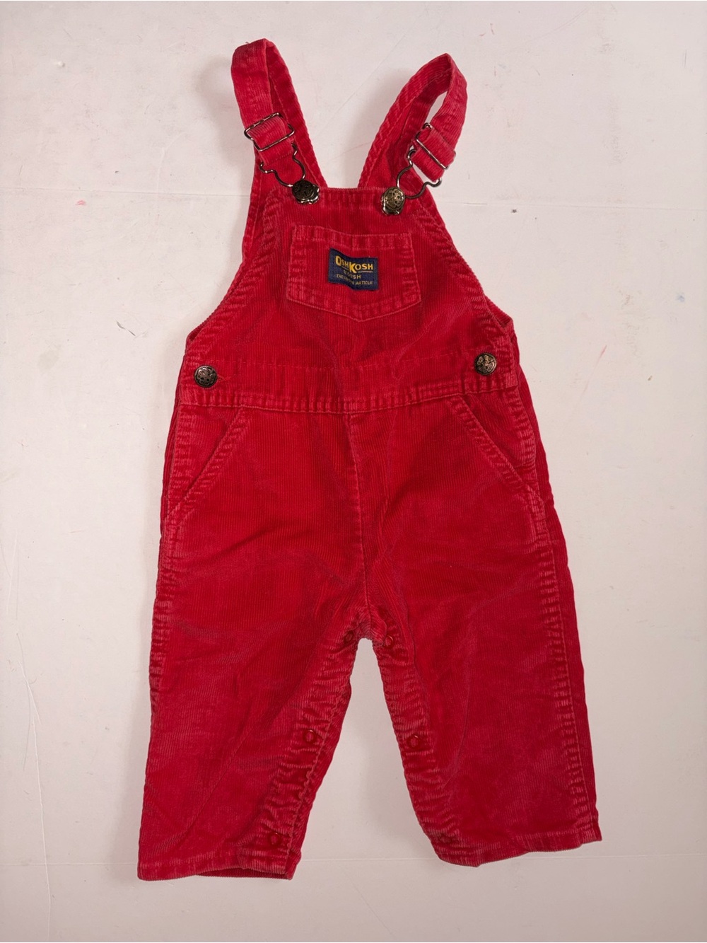 Vintage OshKosh B'gosh Red Corduroy Baby Overalls size 18 Months Made in USA